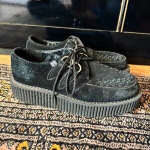 TUK Black Suede Viva Mondo Creeper Platform Shoes Women’s SZ 7